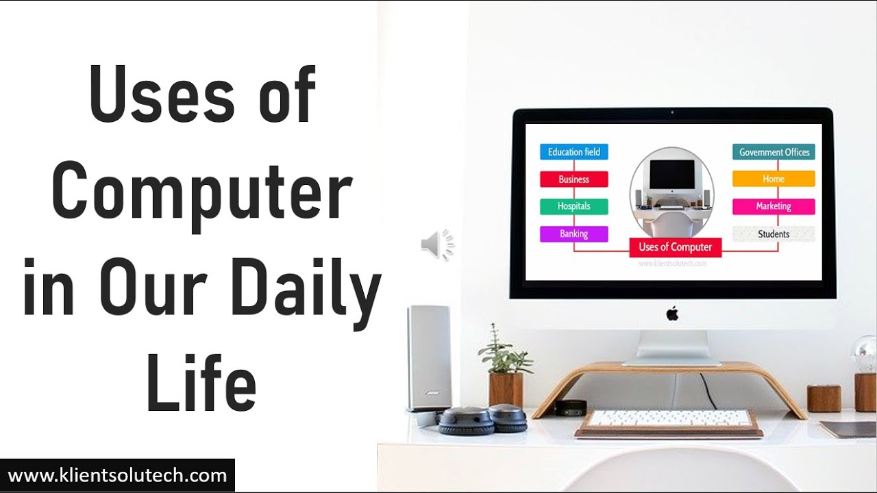 This image is showcasing a diagram in which it's clearly visible to understand the uses of computer in daily life