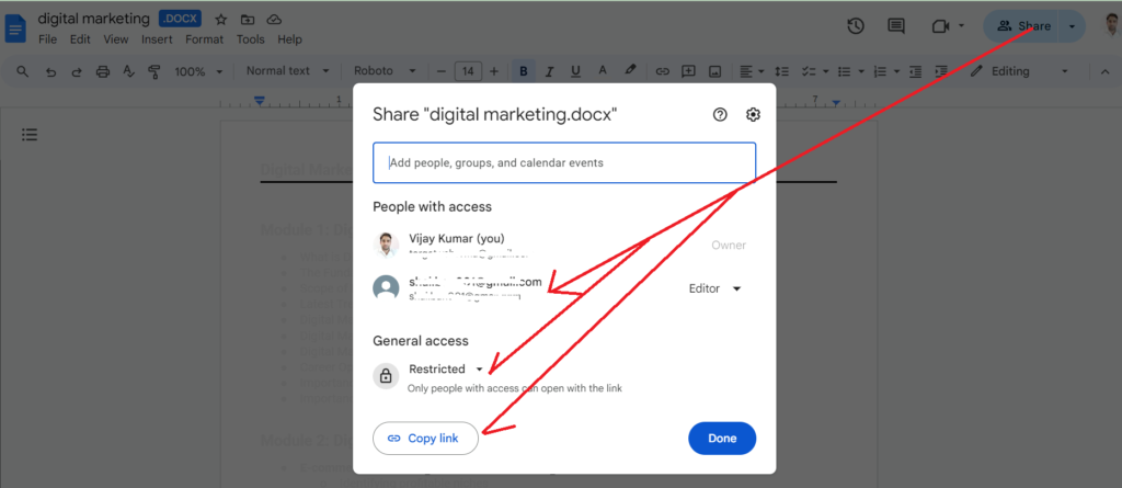 share document with others