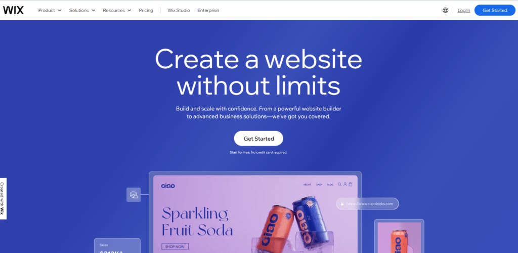 wix website builder homepage screenshot