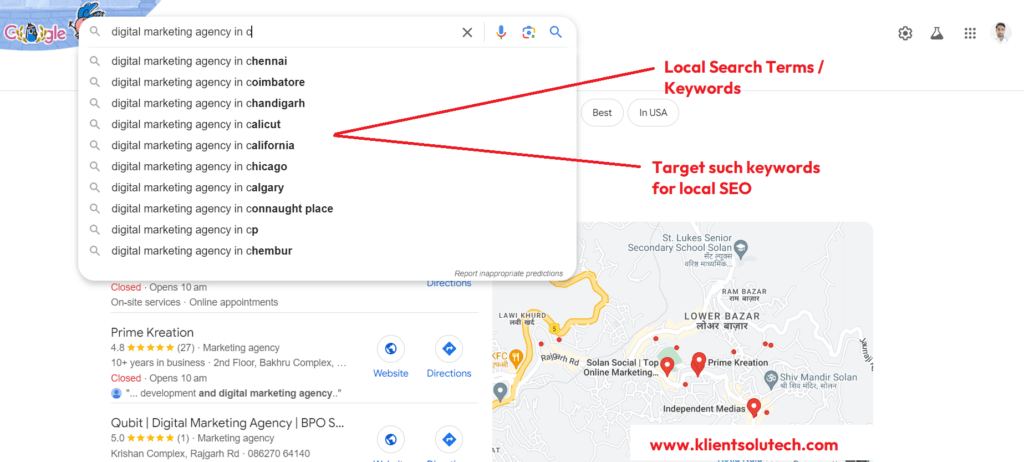local keywords example to use in local seo