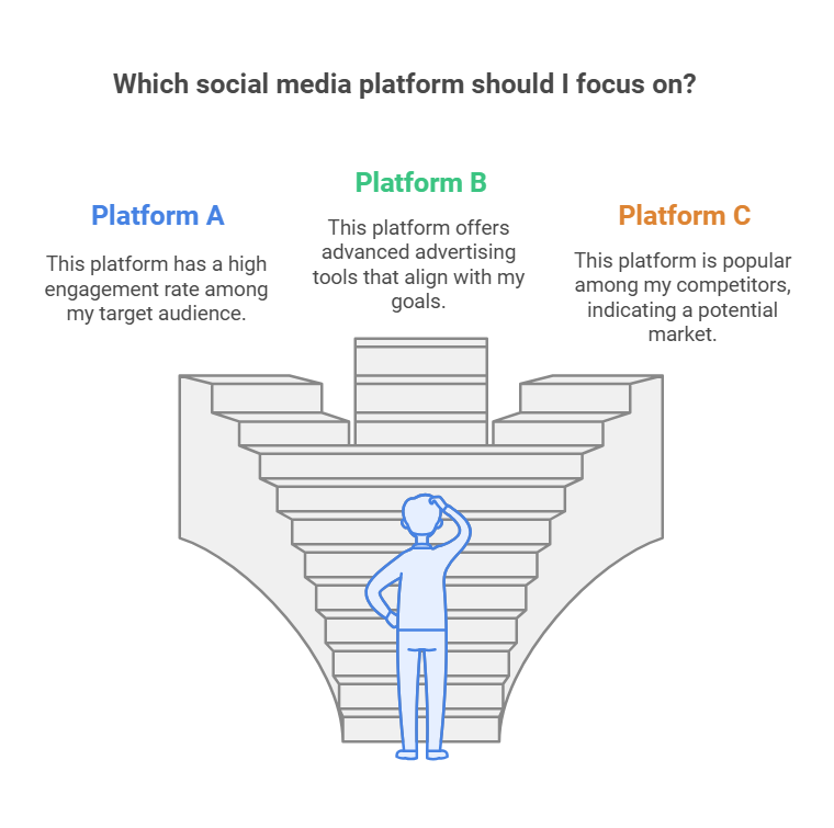 visual showing choosing the right right social media platform for the business
